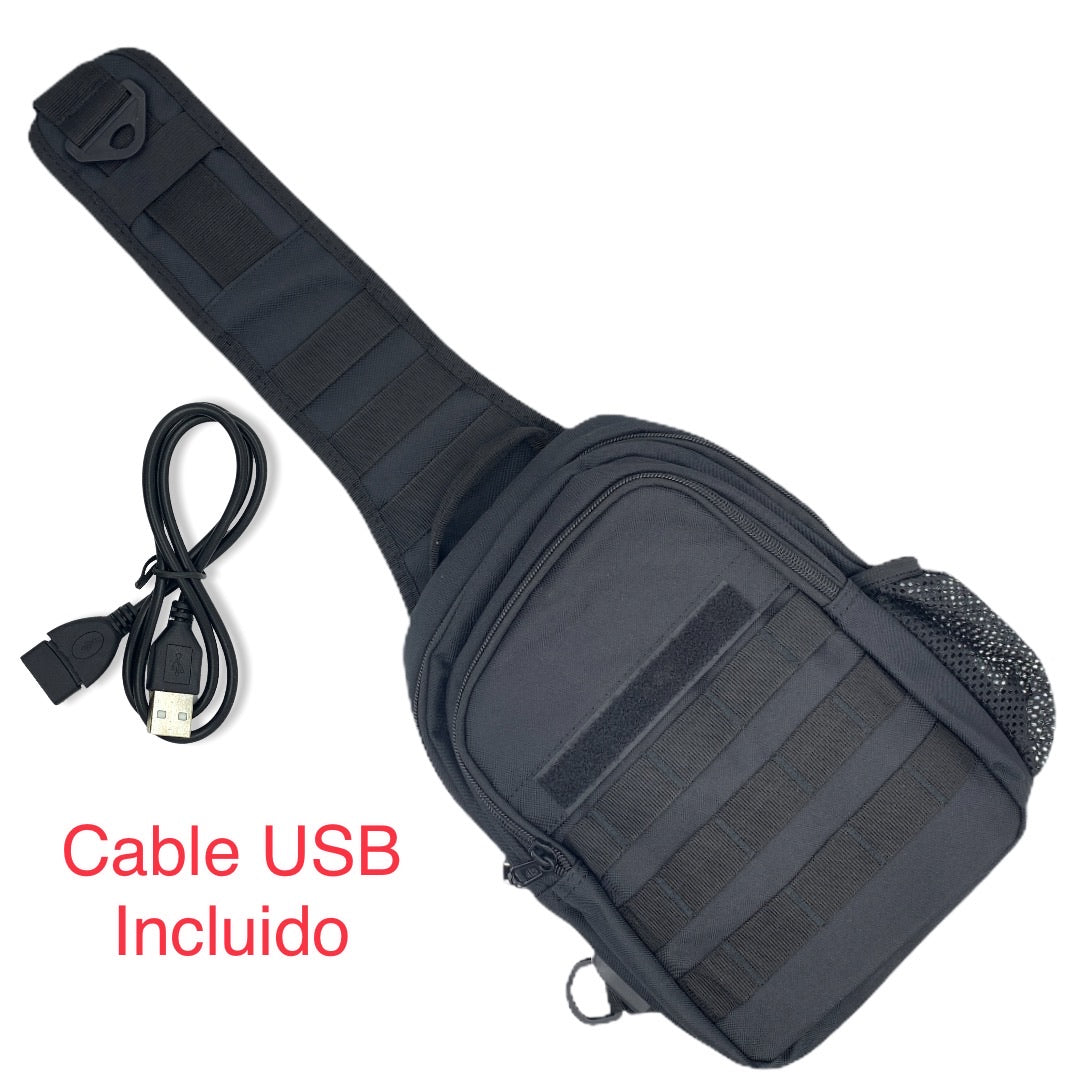 Mochila pechera táctica de 6 litros con USB y sistema Molle