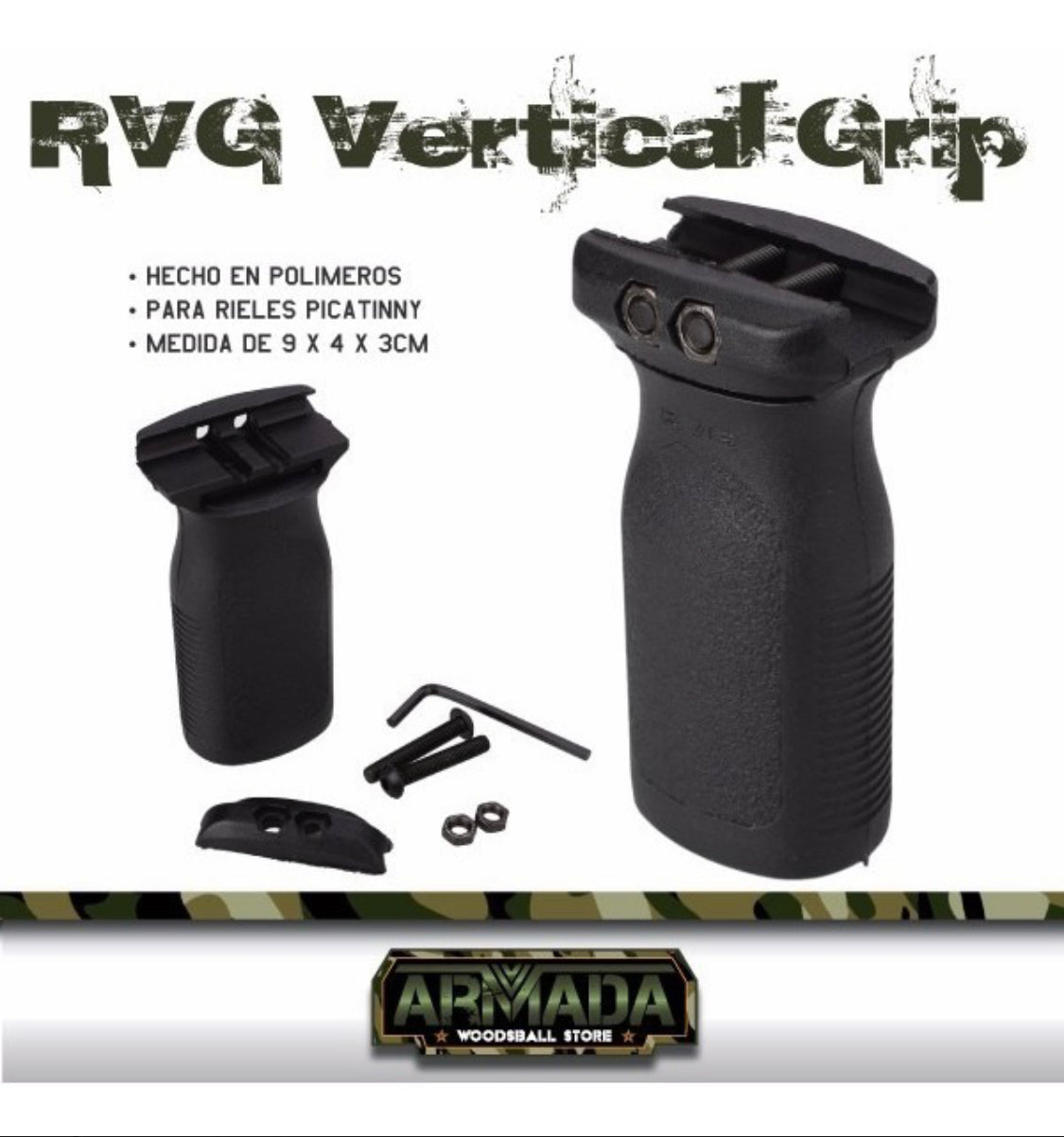 Empuñadura frontal vertical de nailon para riel, modelo PJ320 - foto 7