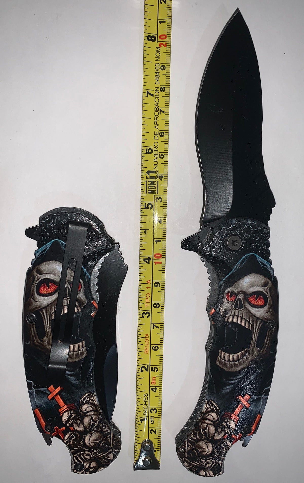 Navaja grabada de 22 cm con clip y destapador W712