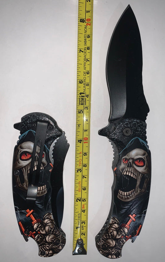 Navaja grabada de 22 cm con clip y destapador W712