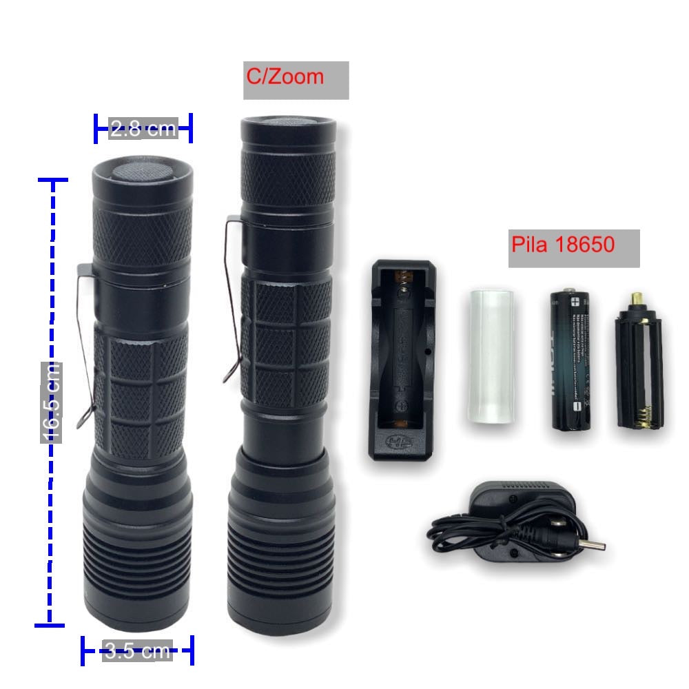 Lámpara táctica con zoom LED T9 de 10,000 lúmenes, modelo VOG105 - foto 2