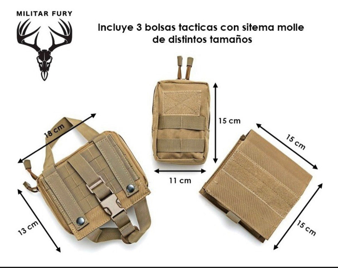 Chaleco táctico para perro con tres bolsas desmontables - foto 6