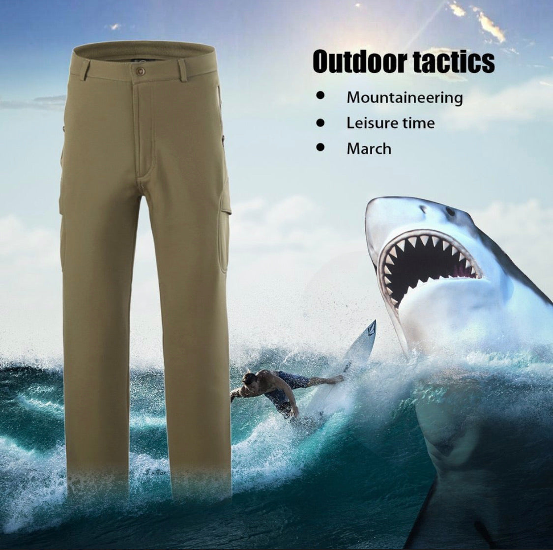 Pantalón térmico impermeable de piel de tiburón para moto - foto 4