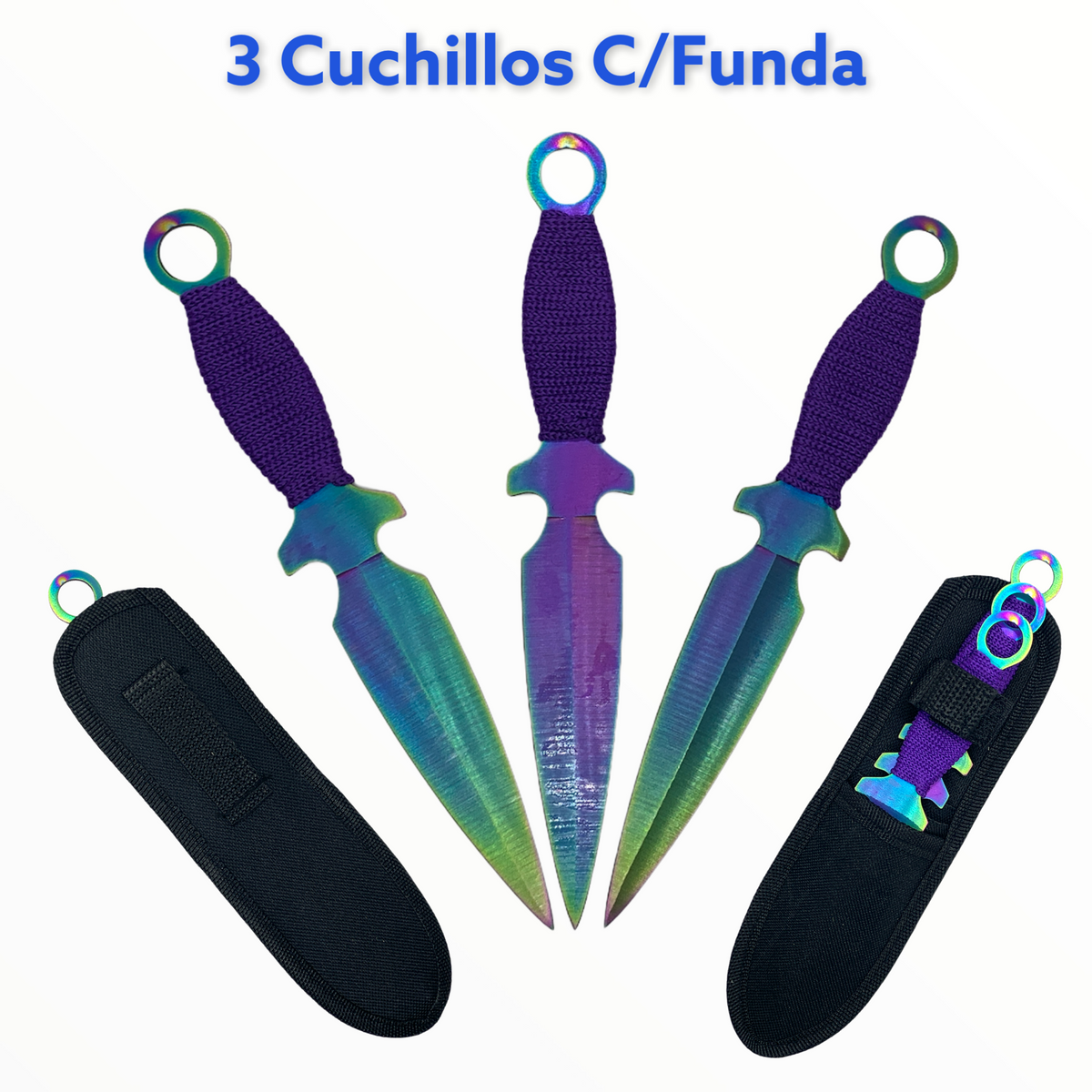 Set de 3 cuchillos tornasol de 19 cm con funda - foto 2