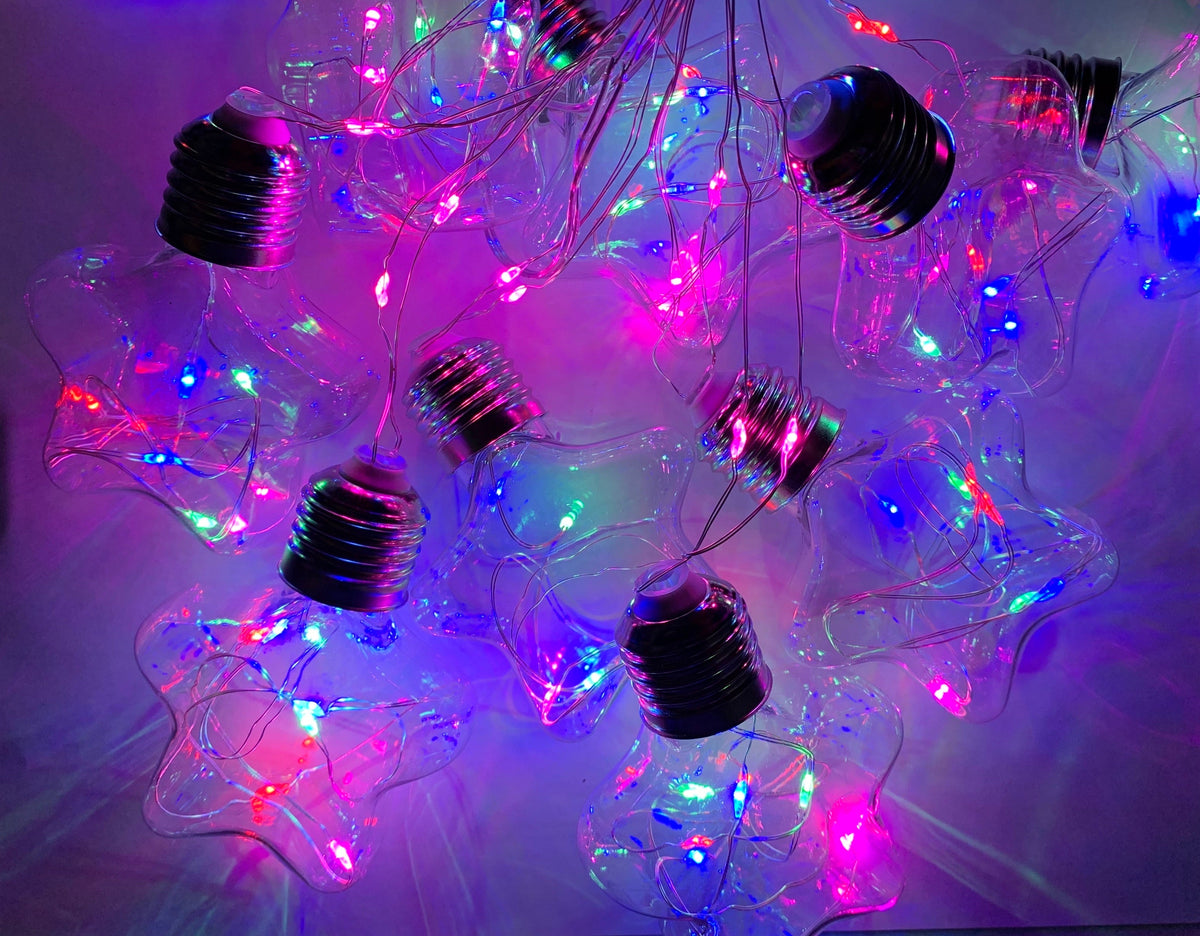 Serie de luces LED en forma de estrella o foco, 3.5 m con 8 efectos