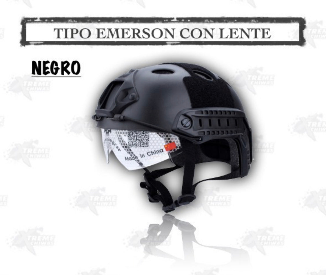 Casco estilo Emerson con lente deslizable, color negro - foto 2
