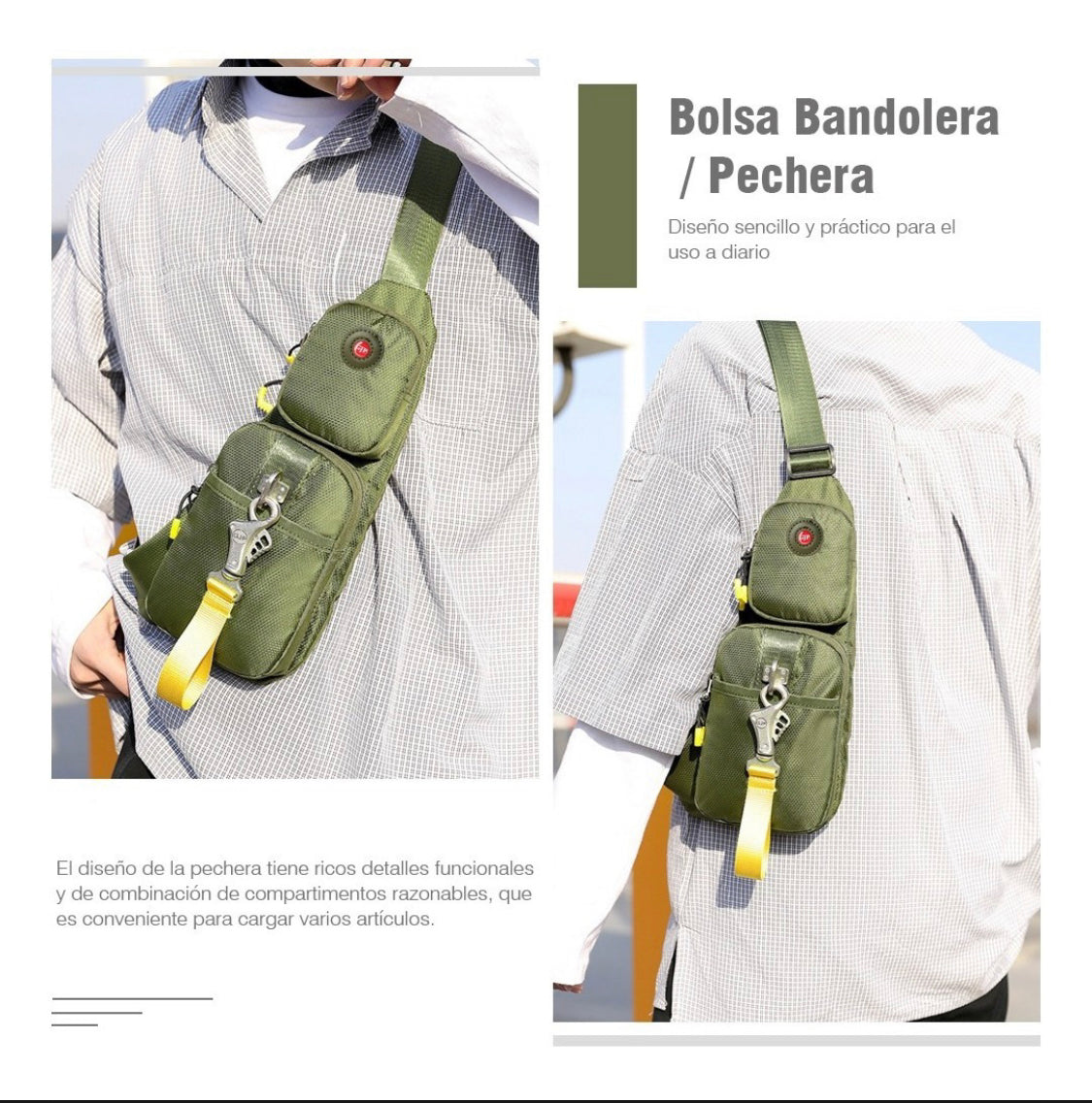 Pechera táctica tipo mochila cangurera con cierres metálicos, modelo 1113 - foto 5