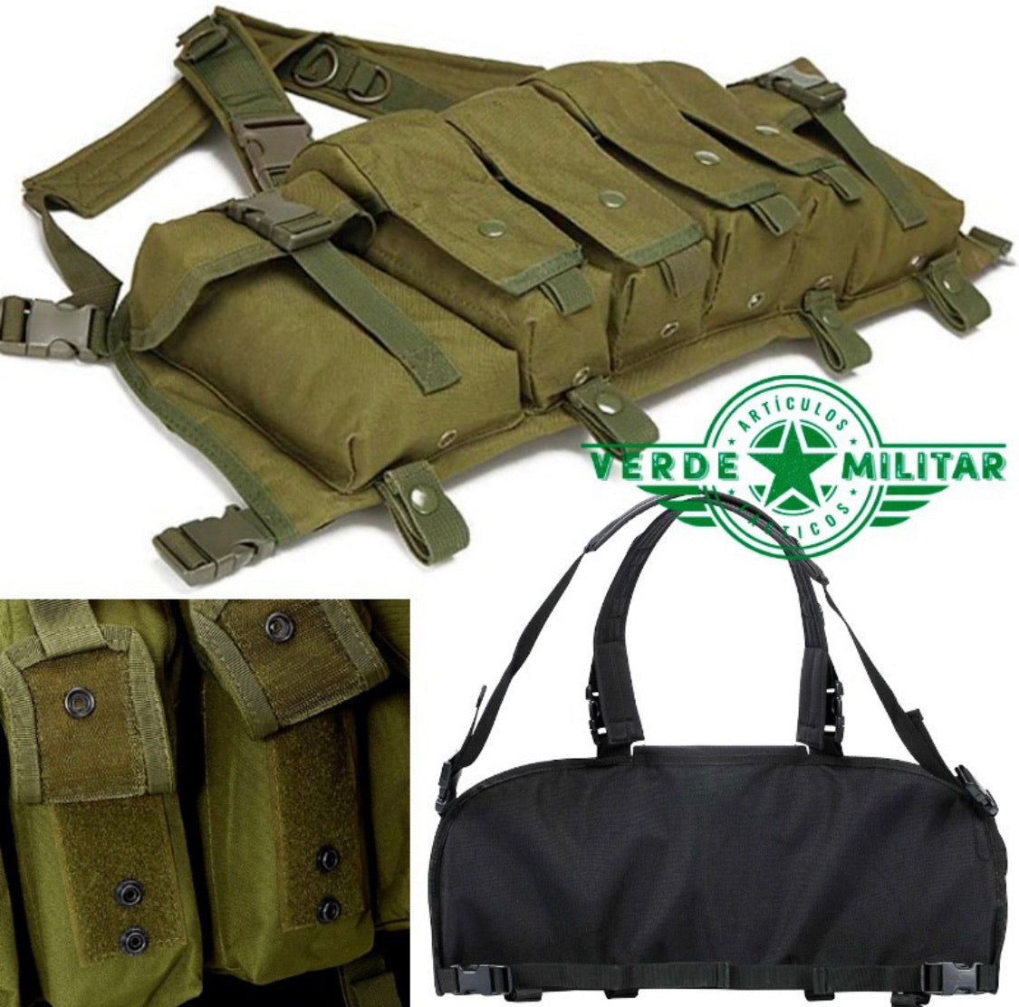 Pechera táctica con bolsas para cargadores y tirantes ajustables - foto 9