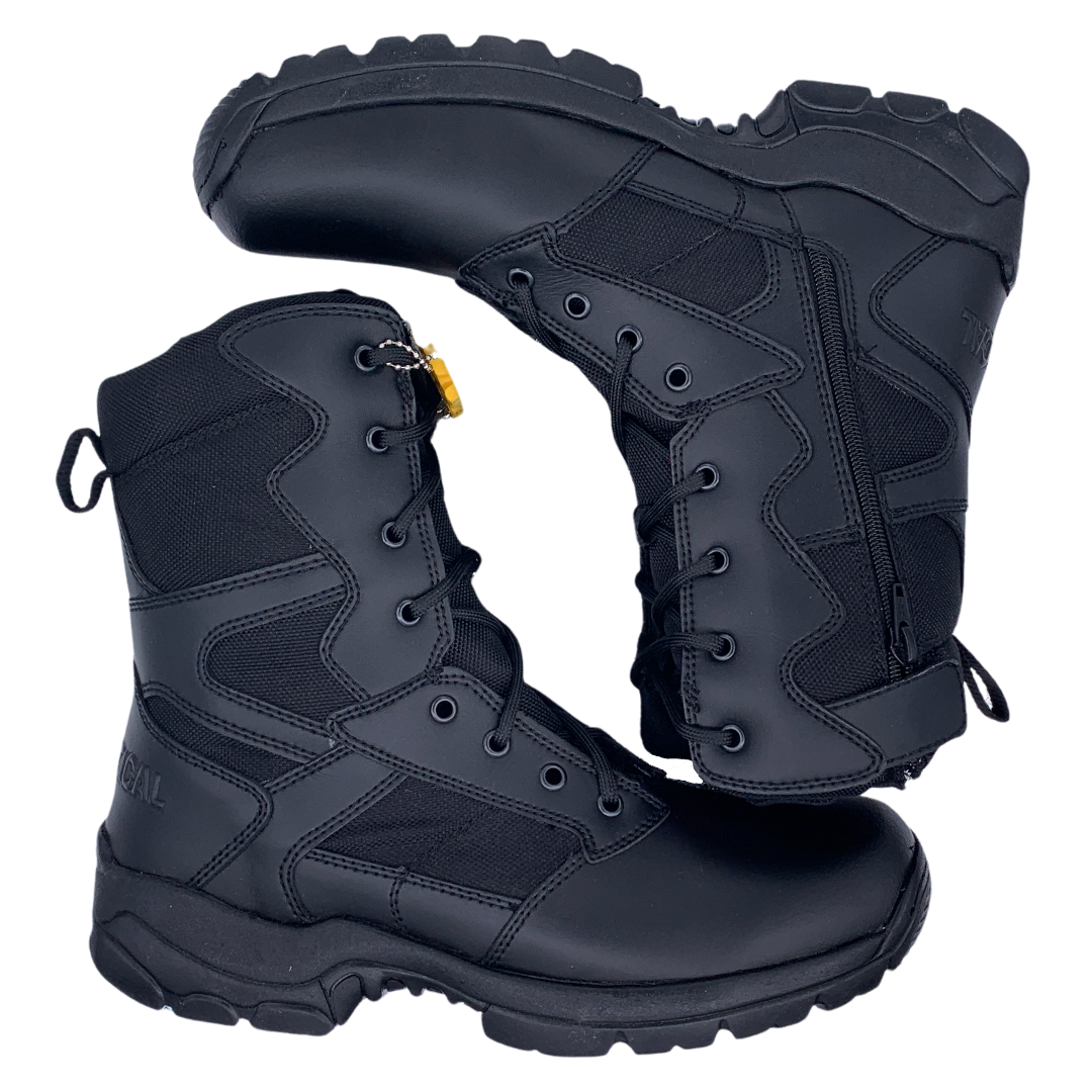 Botas de piel impermeables con cierre lateral, estilo táctico