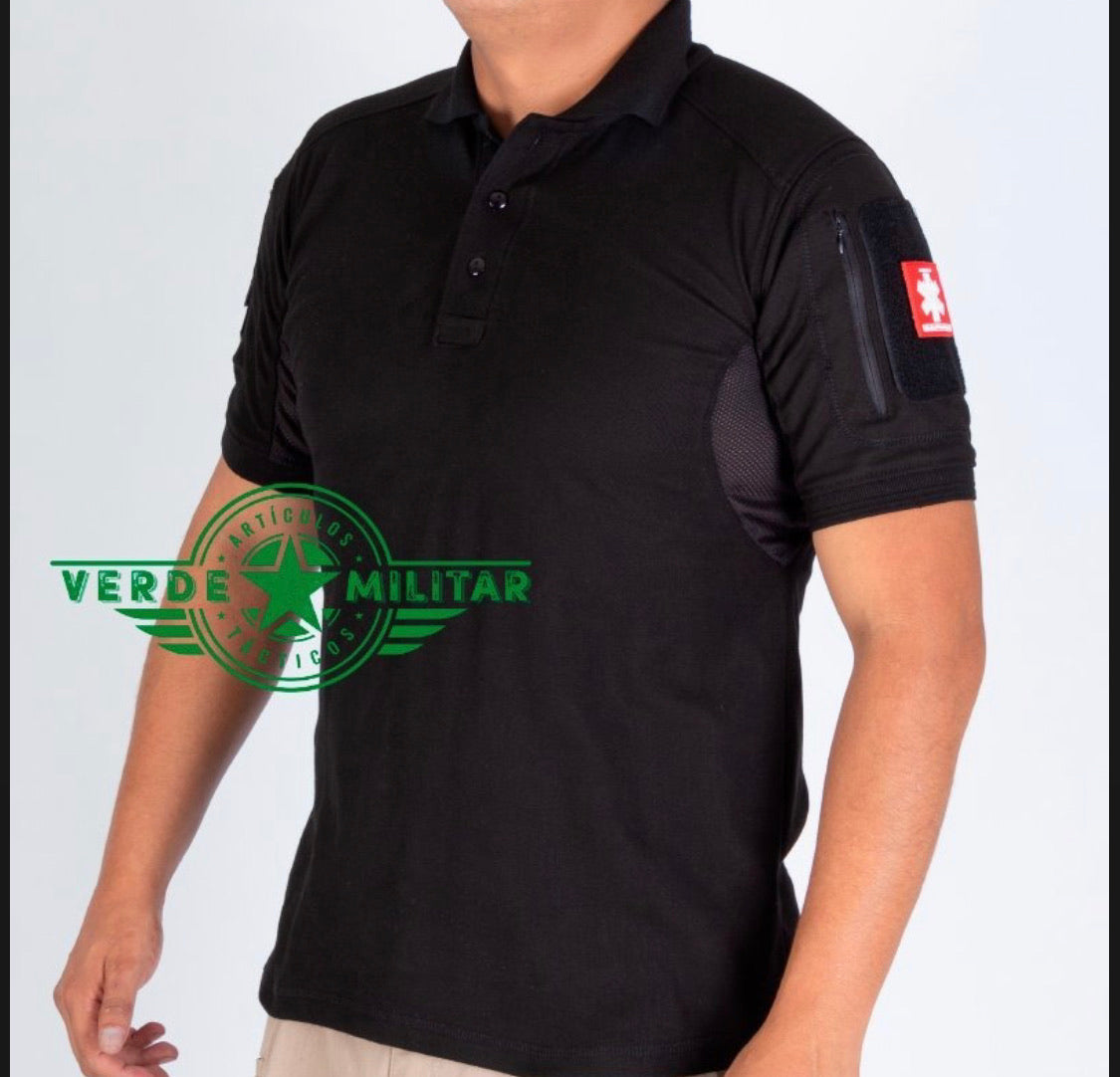 Playera polo deportiva estilo militar con espacio para parches - foto 3
