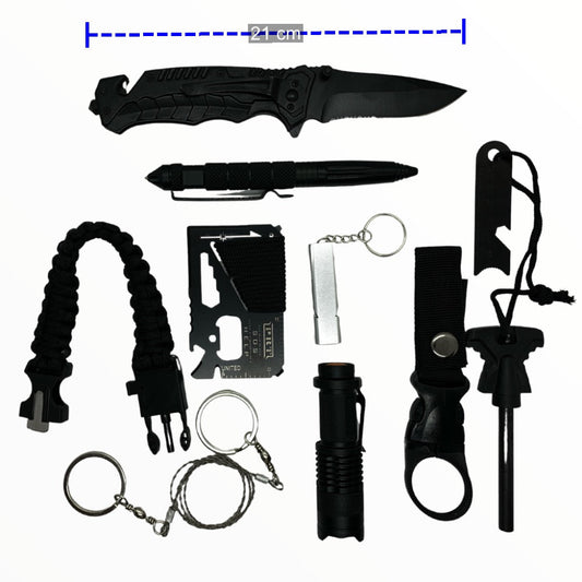 Kit de campismo y supervivencia 10 en 1 con caja survivor