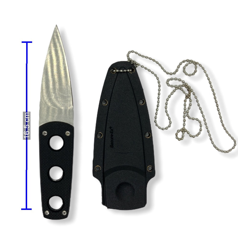 Daga táctica de 16.5 cm con funda y cadena para el cuello
