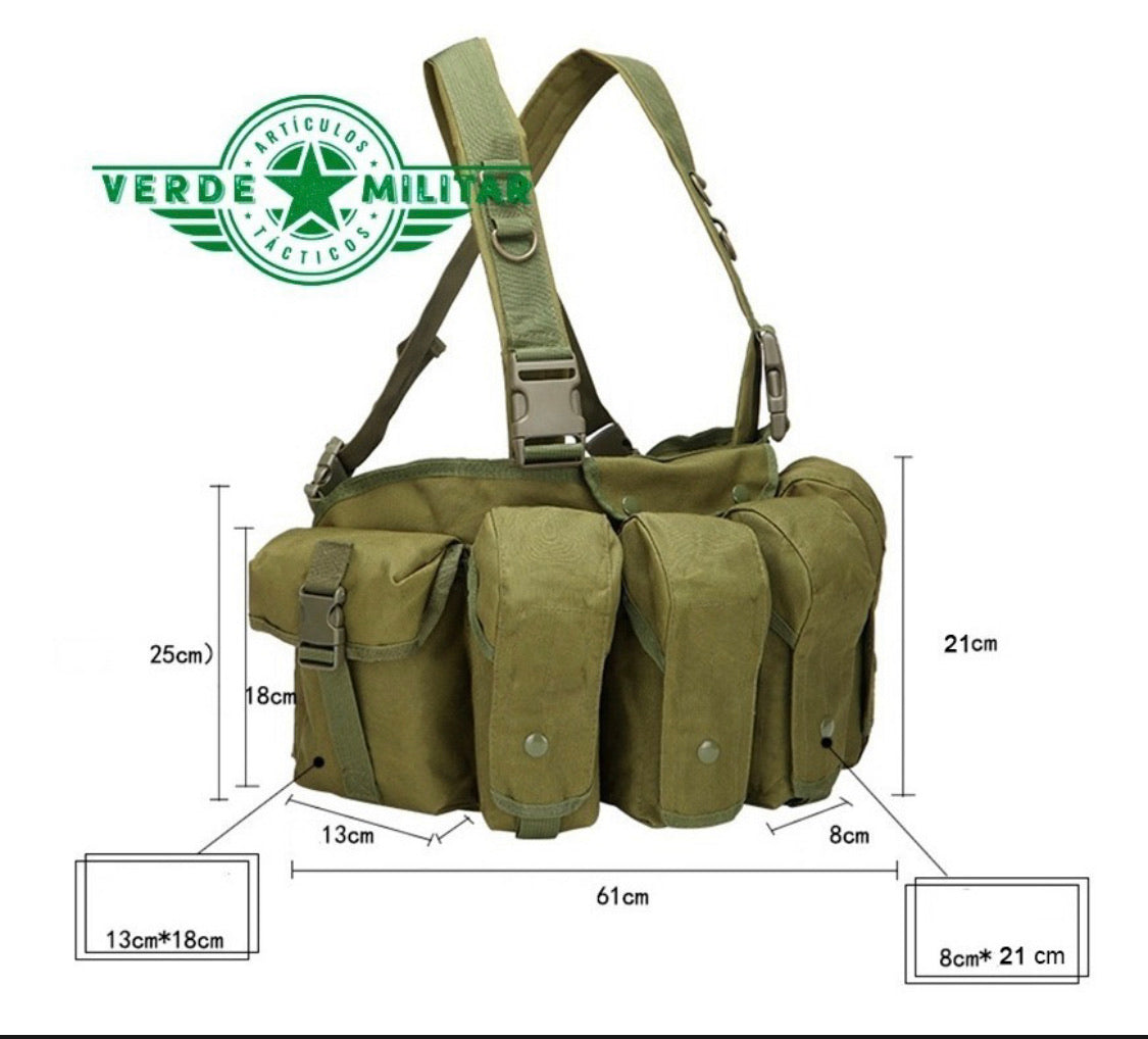 Pechera táctica con bolsas para cargadores y tirantes ajustables - foto 8