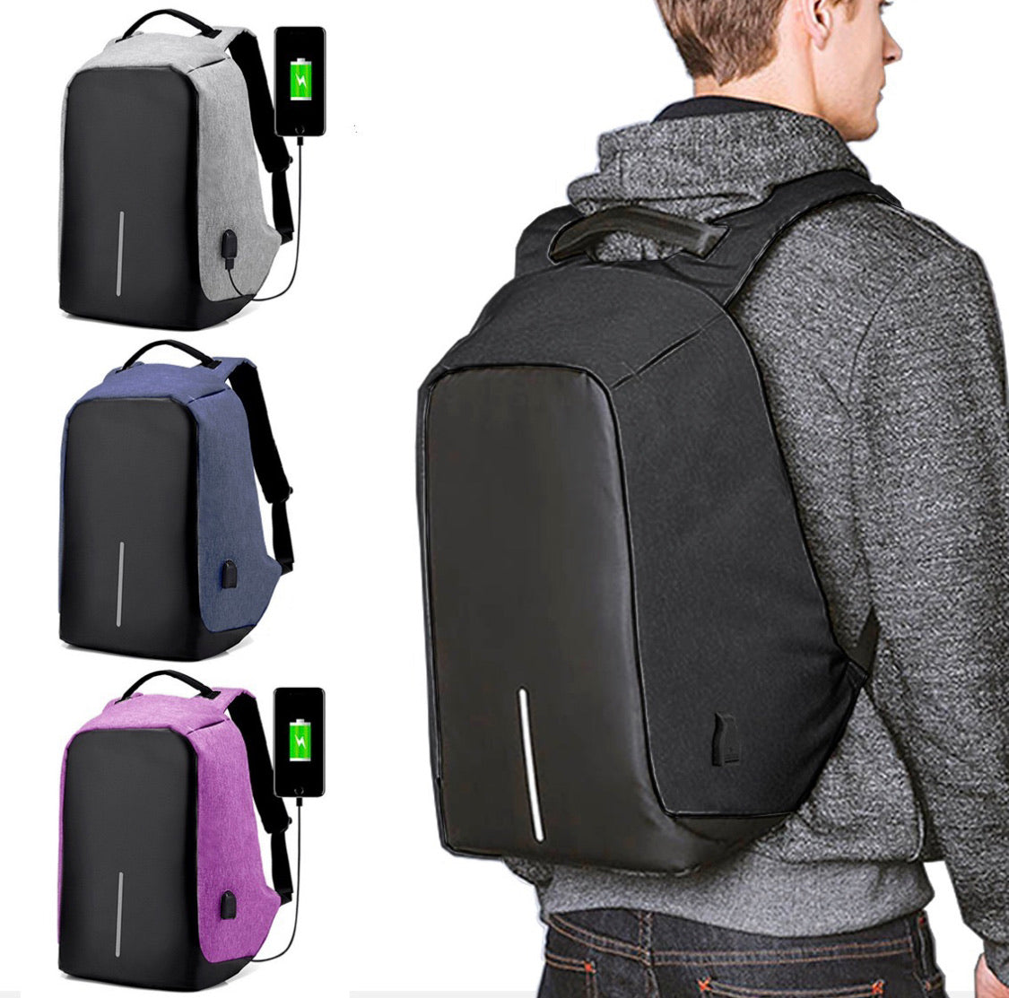 Mochila antirrobo impermeable con puerto USB para laptop