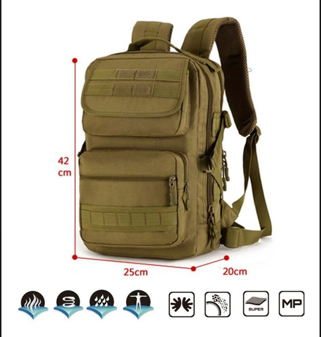 Mochila táctica de 35 litros reforzada, modelo GJ601 - foto 3