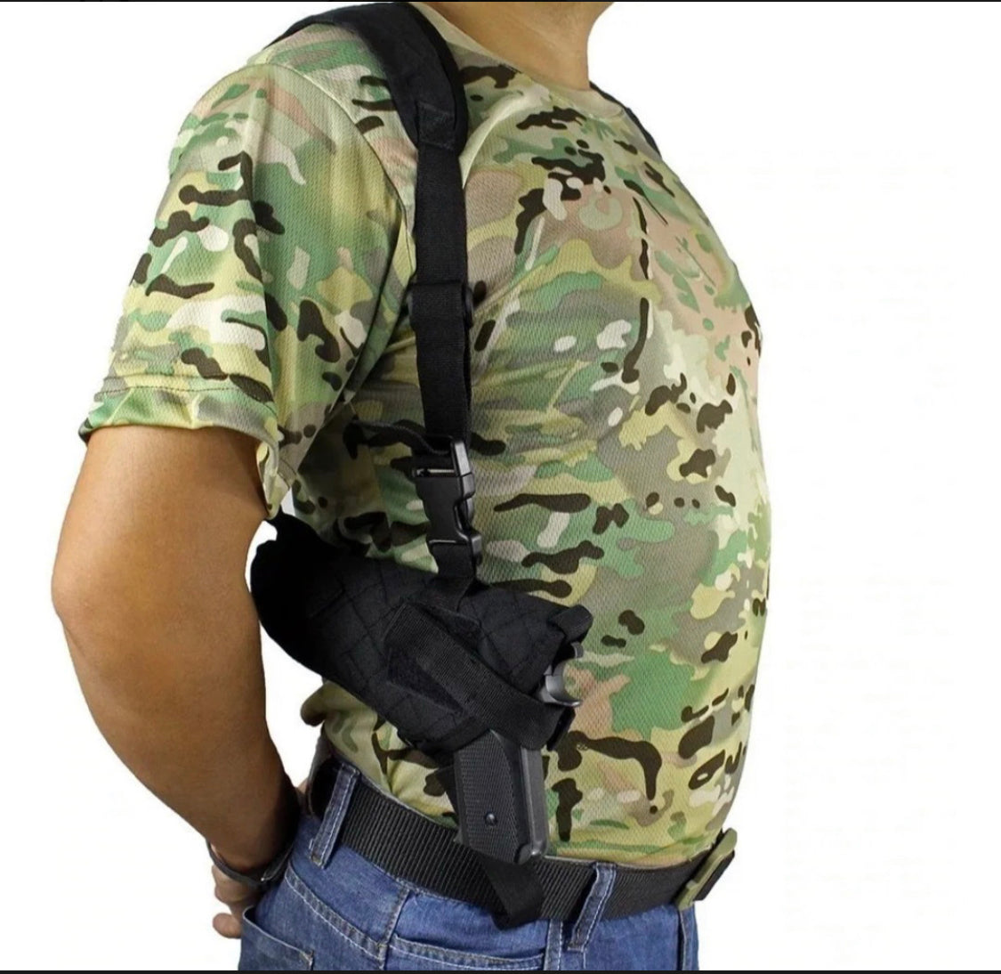 Pistolera sobaquera para pistola y porta cargador, color negro - foto 3