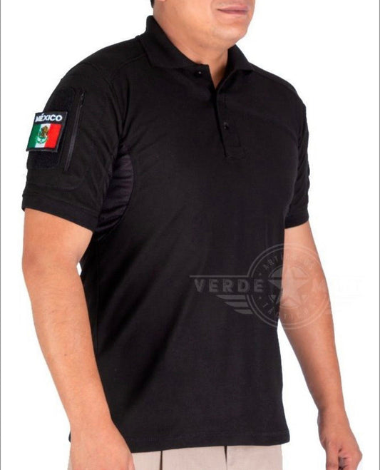 Playera polo deportiva estilo militar con espacio para parches
