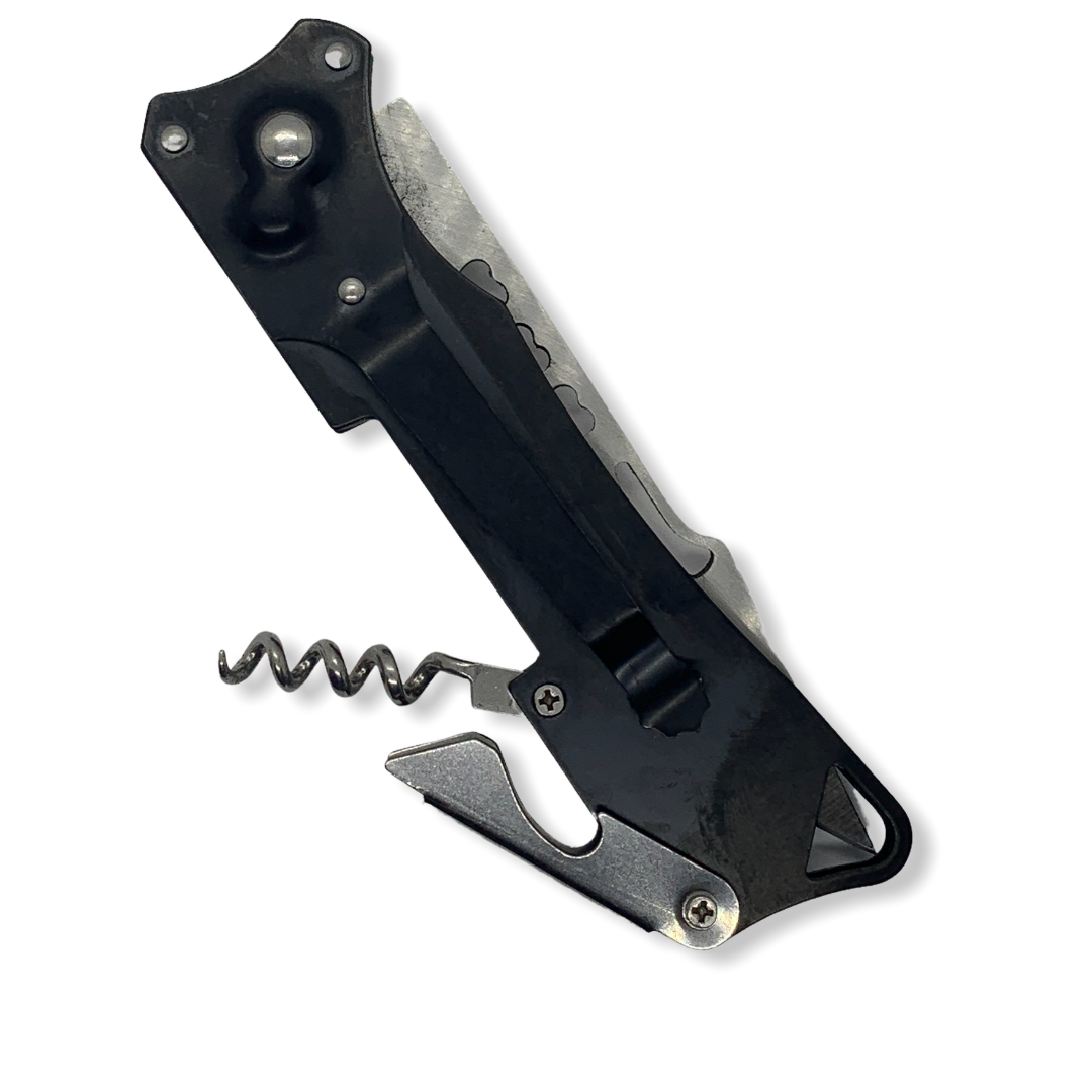 Navaja plegable con seguro, sacacorchos y destapador con clip - foto 2