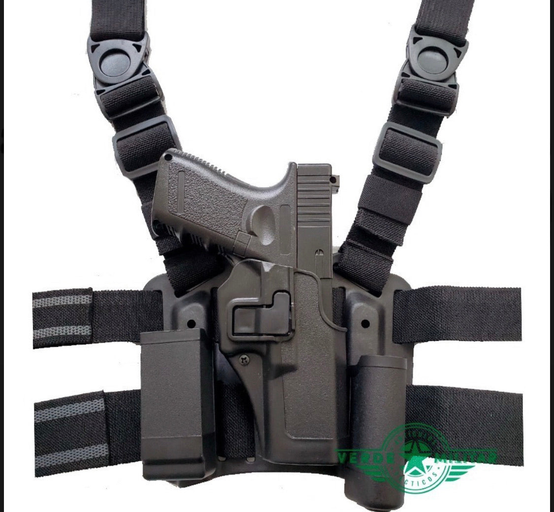 Holster de piernera rígida con portacargador y porta linterna - foto 5