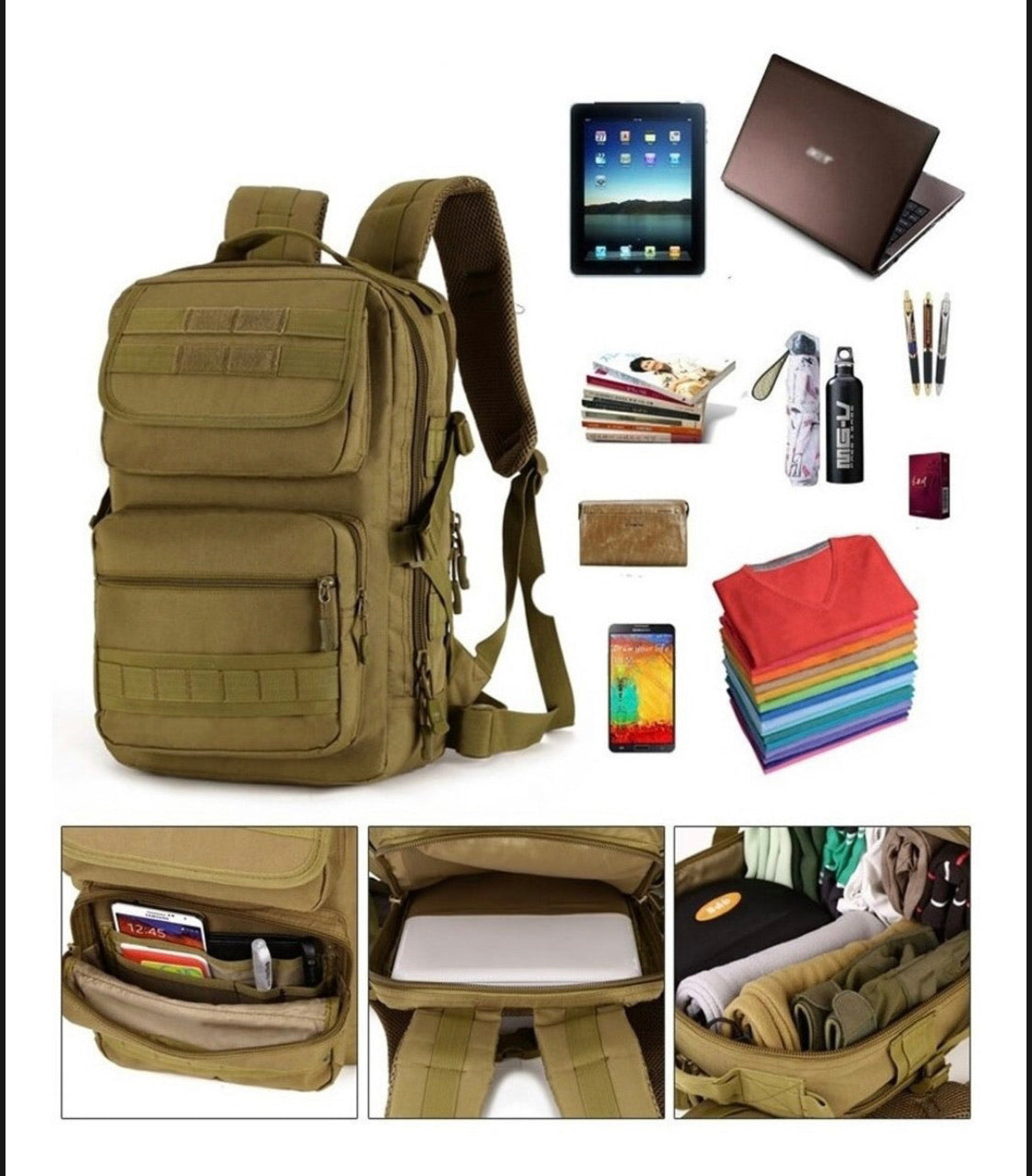 Mochila táctica de 35 litros reforzada, modelo GJ601 - foto 7