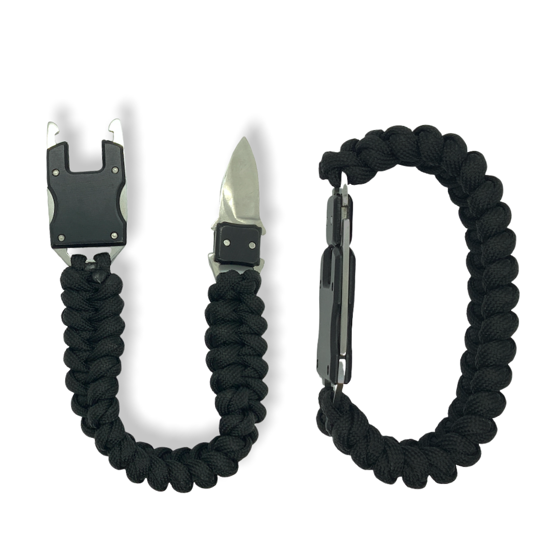 Pulsera de supervivencia con paracord de 3.6 m y navaja con seguro