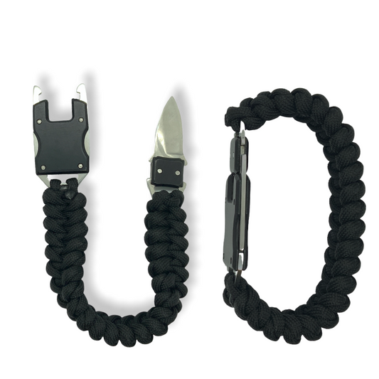 Pulsera de supervivencia con paracord de 3.6 m y navaja con seguro