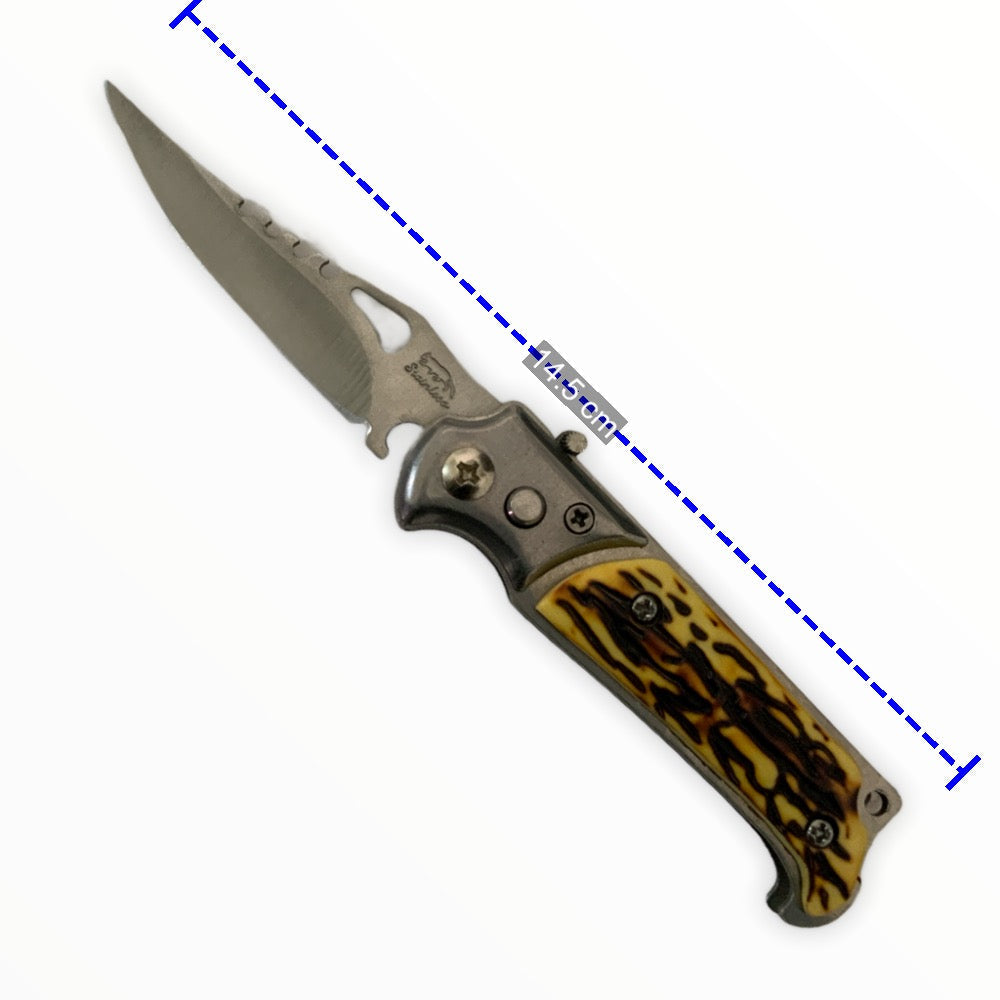Navaja pequeña con mango tipo madera, ultra portátil F107