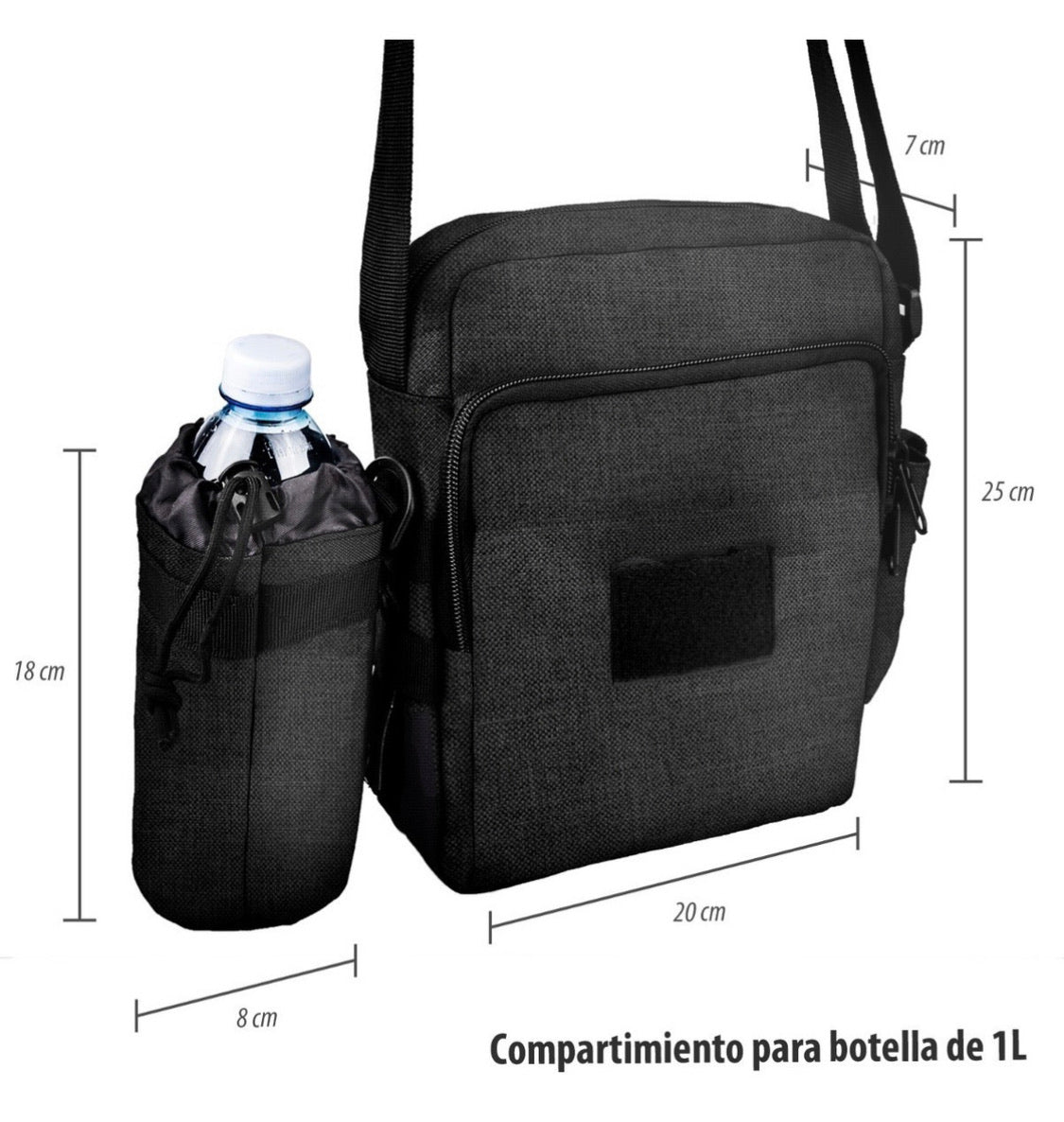 Mochila táctica inclinada con porta botella exterior de hasta 1 litro - foto 2