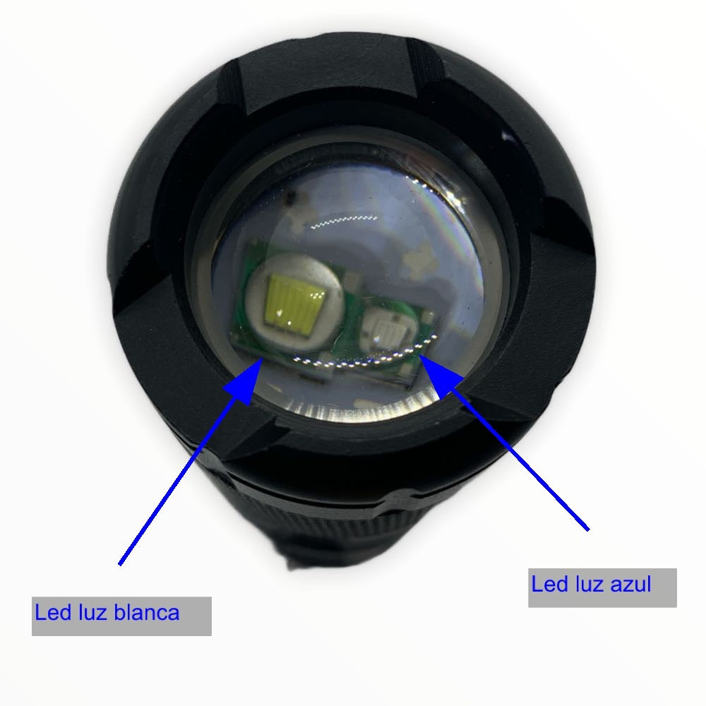 Mini lámpara táctica LED T6 de 2500 lúmenes con luz azul y soporte para bici - foto 2