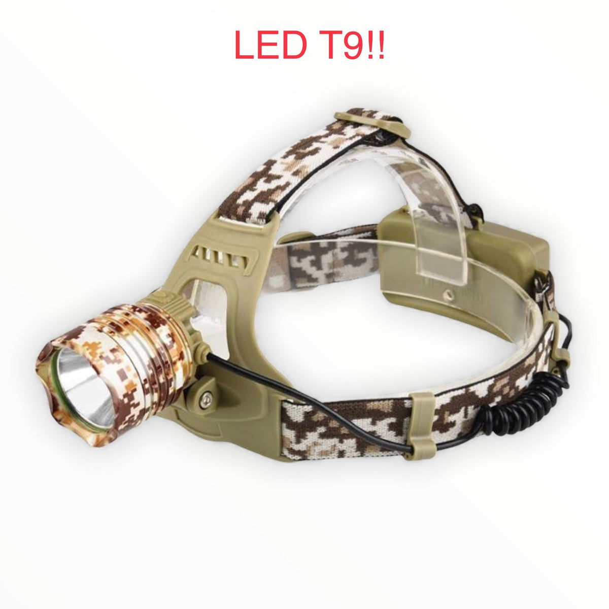 Lámpara de cabeza LED T9 con zoom y carga USB, modelo 402-T9