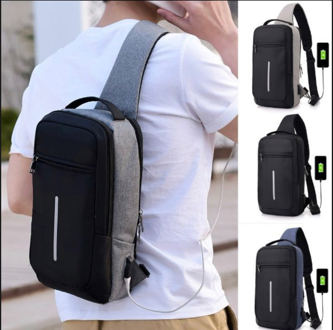 Mochila pechera antirrobo con puerto USB y cable integrado VE645 - foto 3