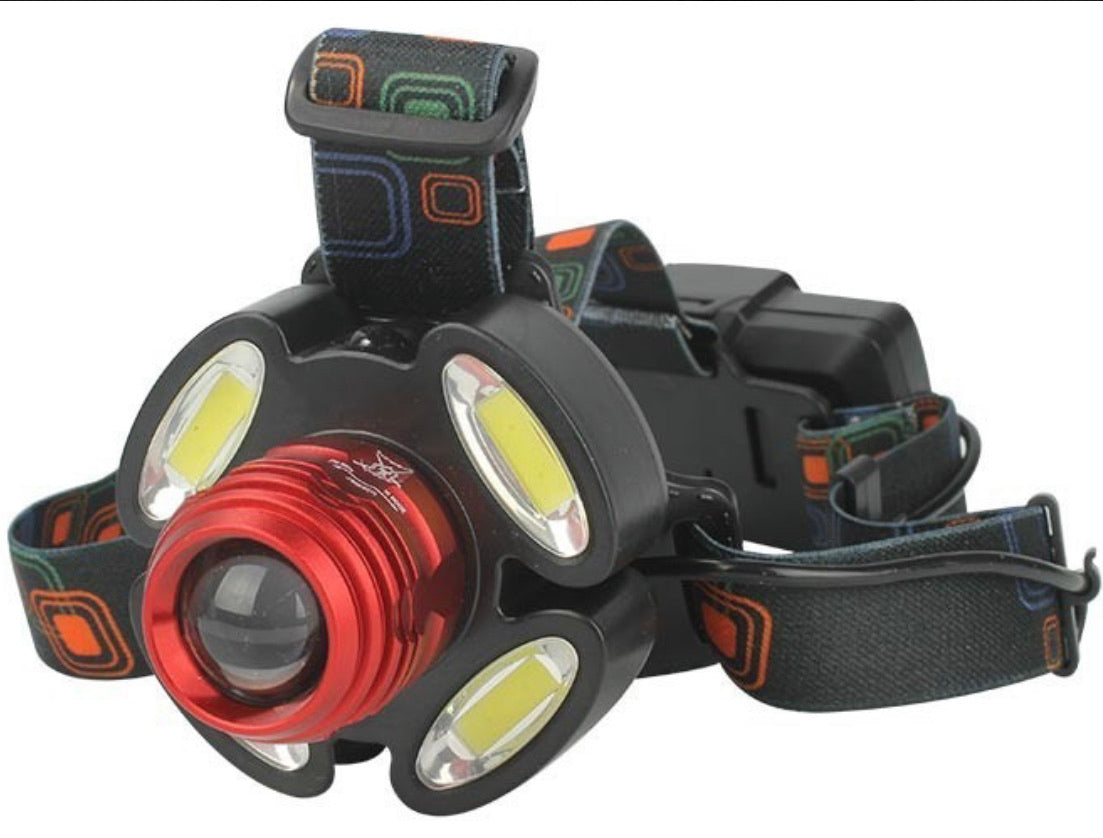 Lámpara minera de cabeza con 5 LED y 4 modos de luz