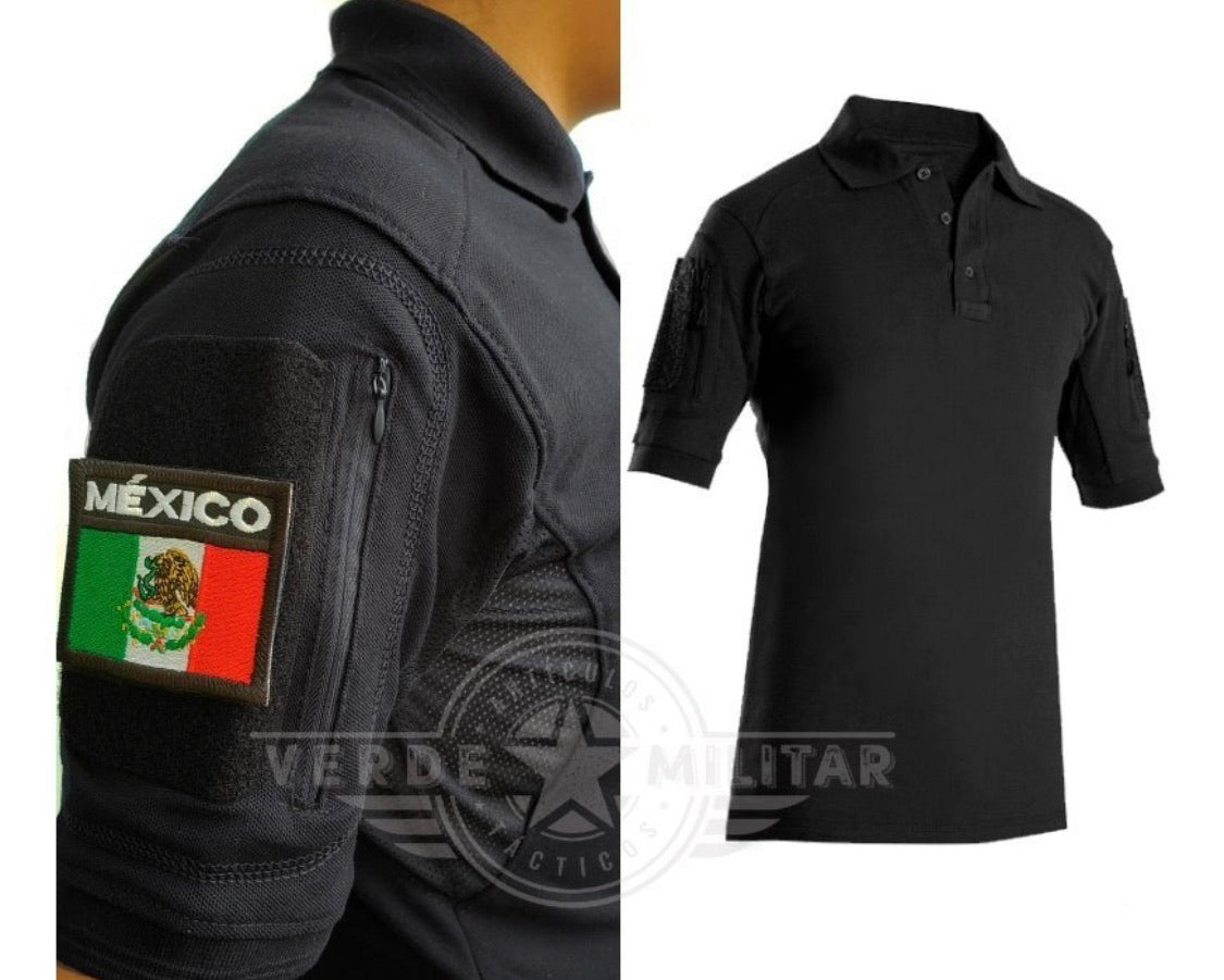 Playera polo táctica de licra para gotcha y airsoft, lista para parches - foto 6