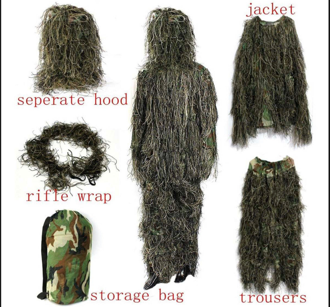 Traje ghillie camuflaje 3D de talla libre para caza y gotcha - foto 2