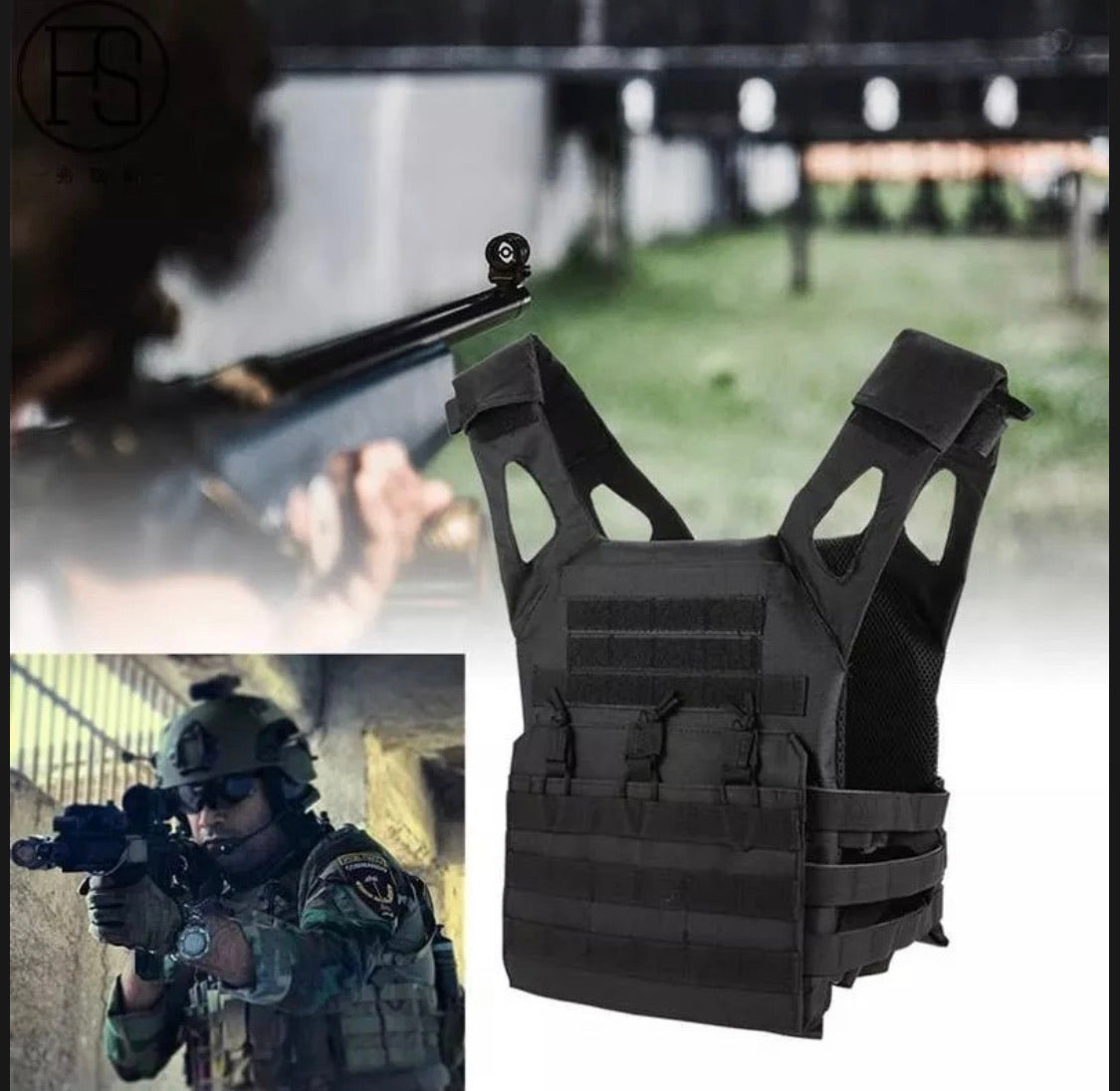 Chaleco táctico compacto MOLLE con compartimento para placas - foto 4