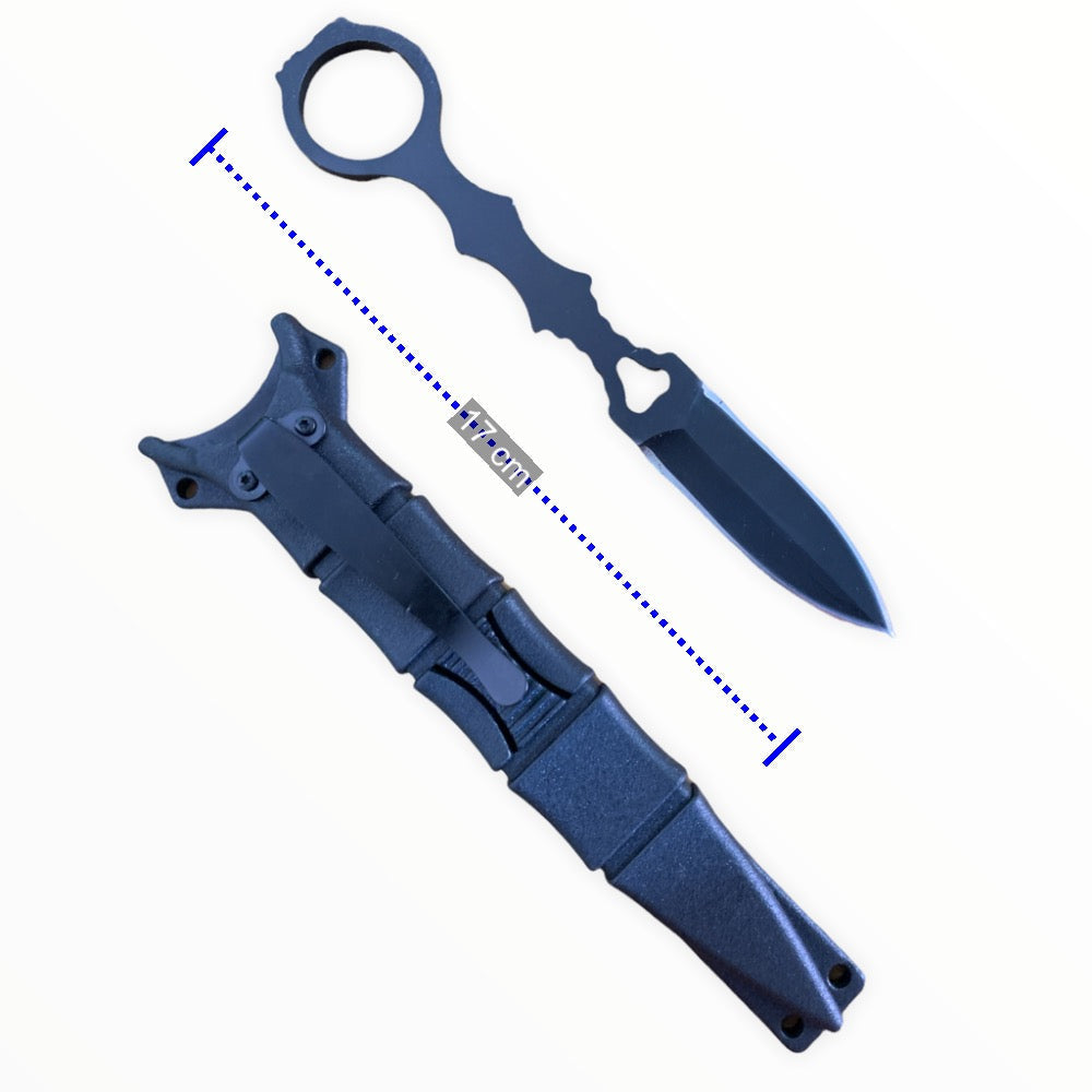 Cuchillo recto pequeño de supervivencia con funda, modelo JF176