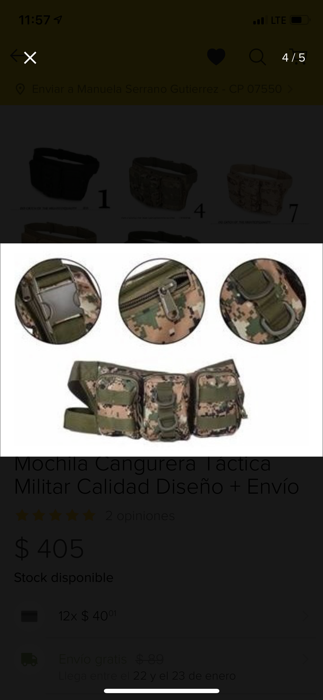 Cangurera táctica de 1.5 litros para campo y deporte - foto 2