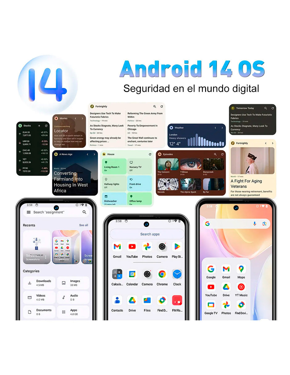 Smartphone K01  Robusto para Juegos Android 14  256 GB RAM, 16 GB ROM Gris