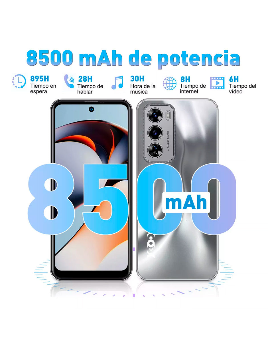 Smartphone K01  Robusto para Juegos Android 14  256 GB RAM, 16 GB ROM Gris