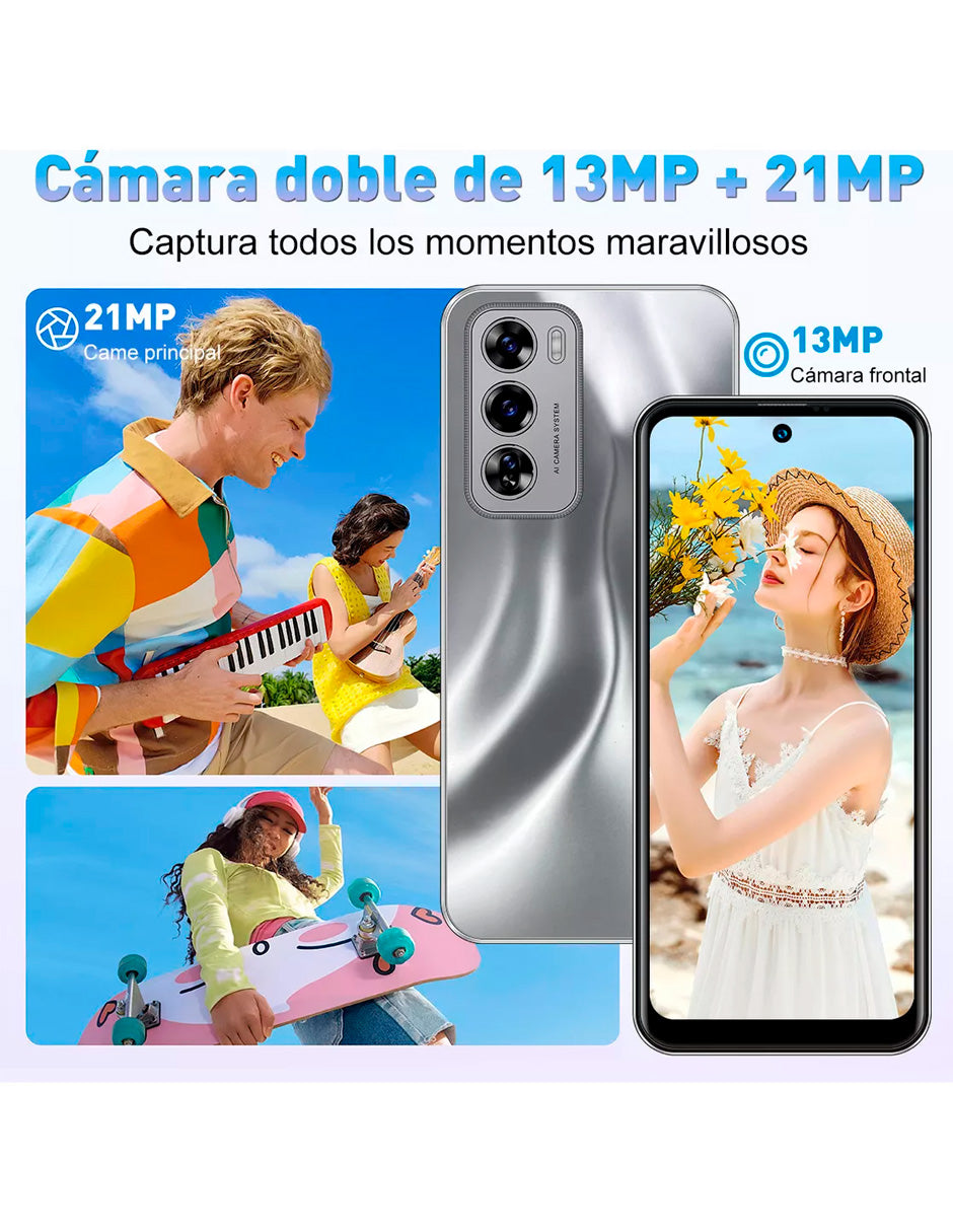 Smartphone K01  Robusto para Juegos Android 14  256 GB RAM, 16 GB ROM Gris