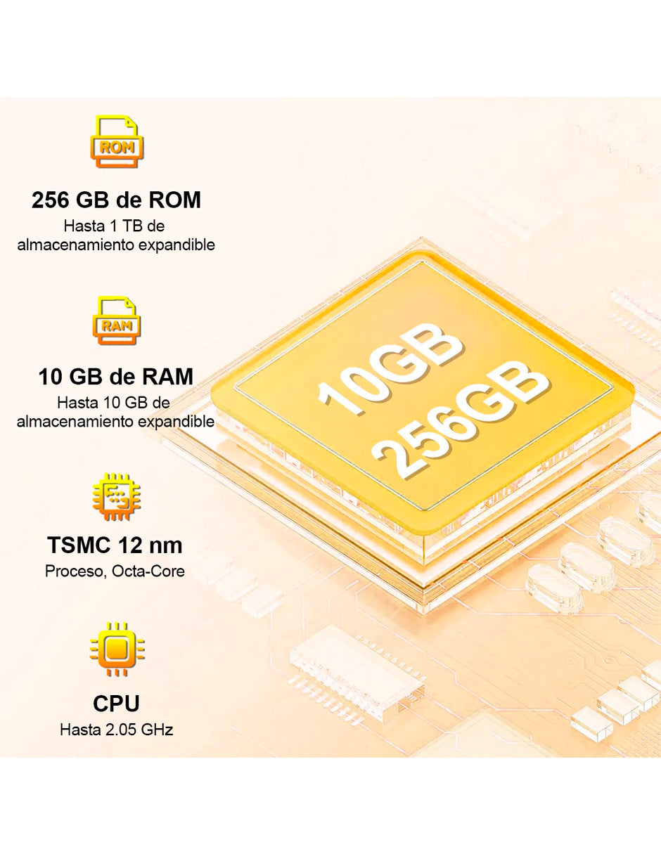 SmartPhone K80Y Dual Sim 256 GB+10 GB RAM Android 13 Dorado
