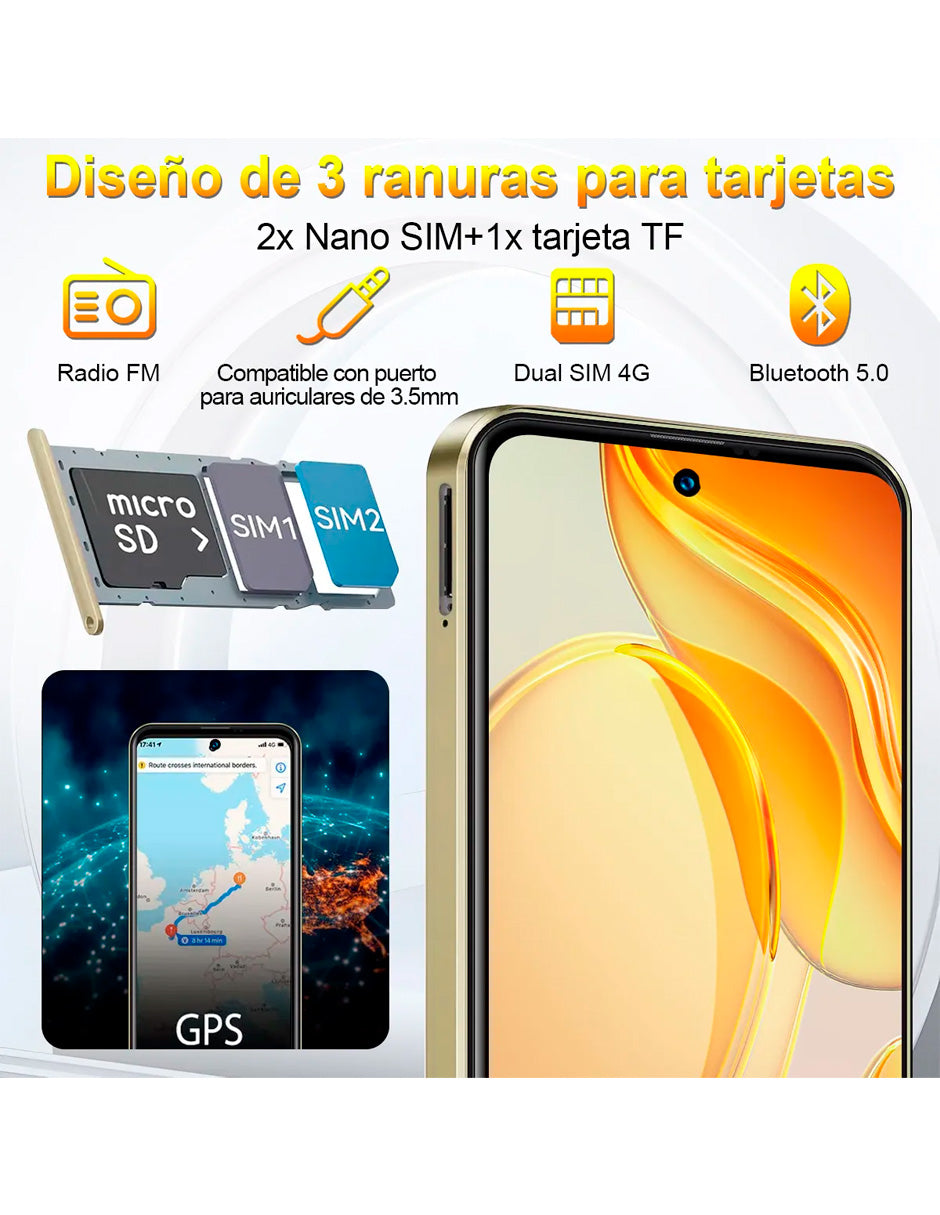 SmartPhone K80Y Dual Sim 256 GB+10 GB RAM Android 13 Dorado