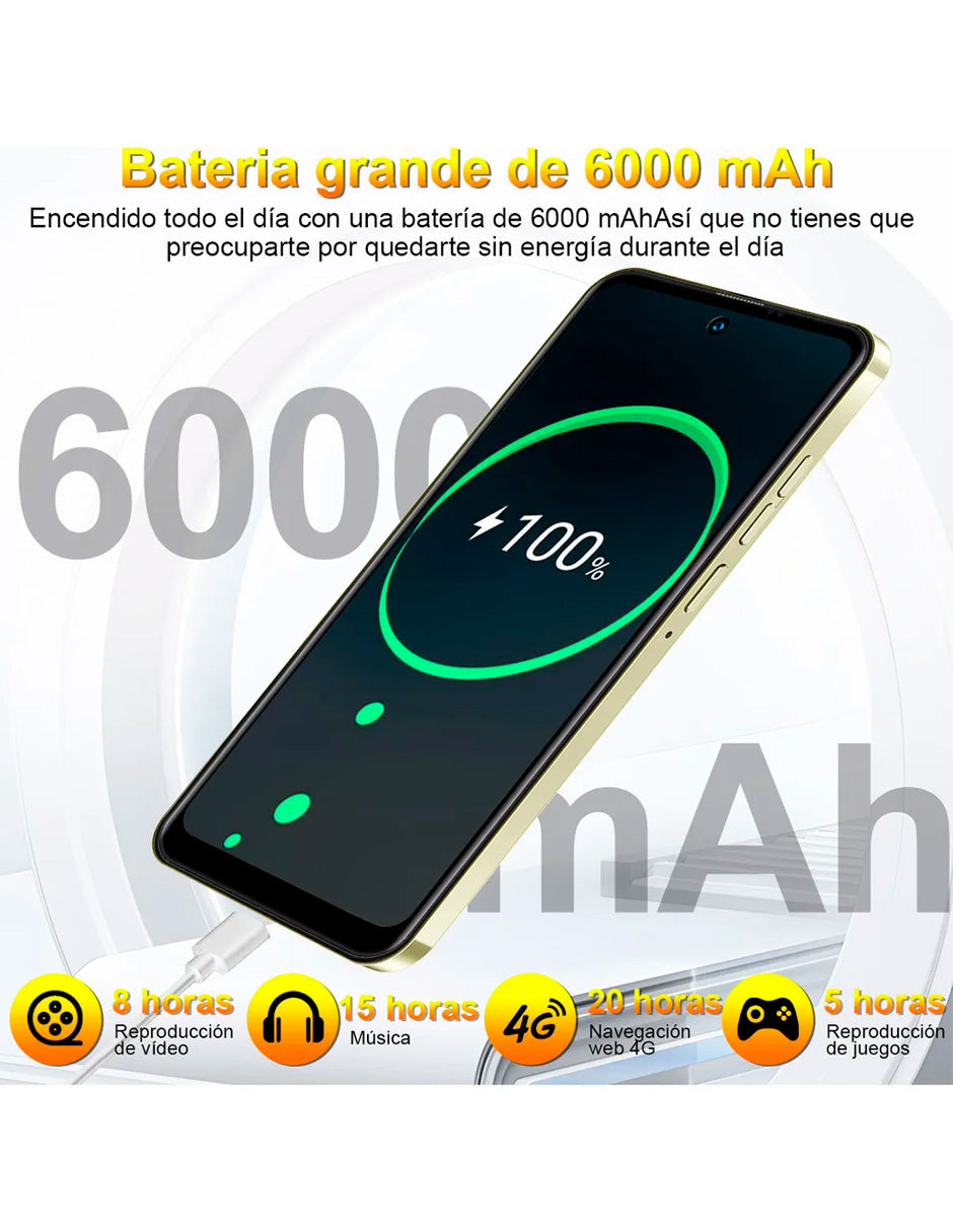 SmartPhone K80Y Dual Sim 256 GB+10 GB RAM Android 13 Dorado