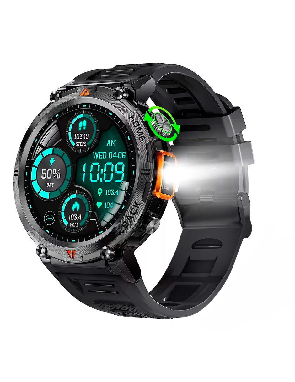 Smartwatch Ke3 Con Linterna Integrada Estilo Militar Uso Rudo Y Deportivo/ Llamadas/ Notificaciones