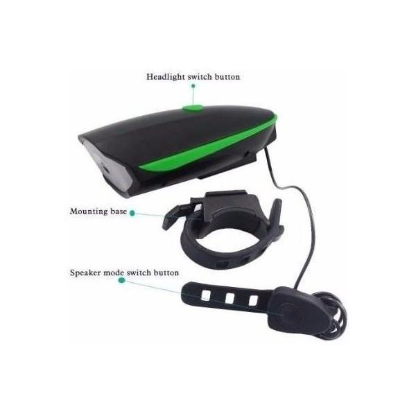 Luz frontal para bicicleta con claxon de 120 dB y 5 tonos (T7588) - foto 5