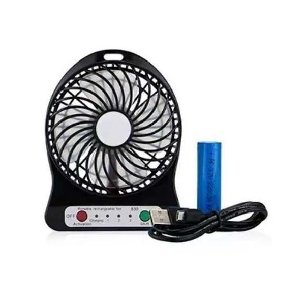 Mini ventilador portátil recargable con luz LED y 3 velocidades - foto 4