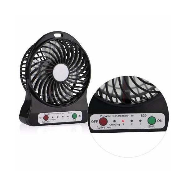 Mini ventilador portátil recargable con luz LED y 3 velocidades - foto 5