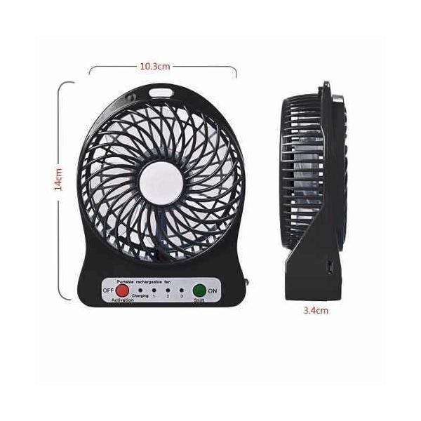 Mini ventilador portátil recargable con luz LED y 3 velocidades - foto 6
