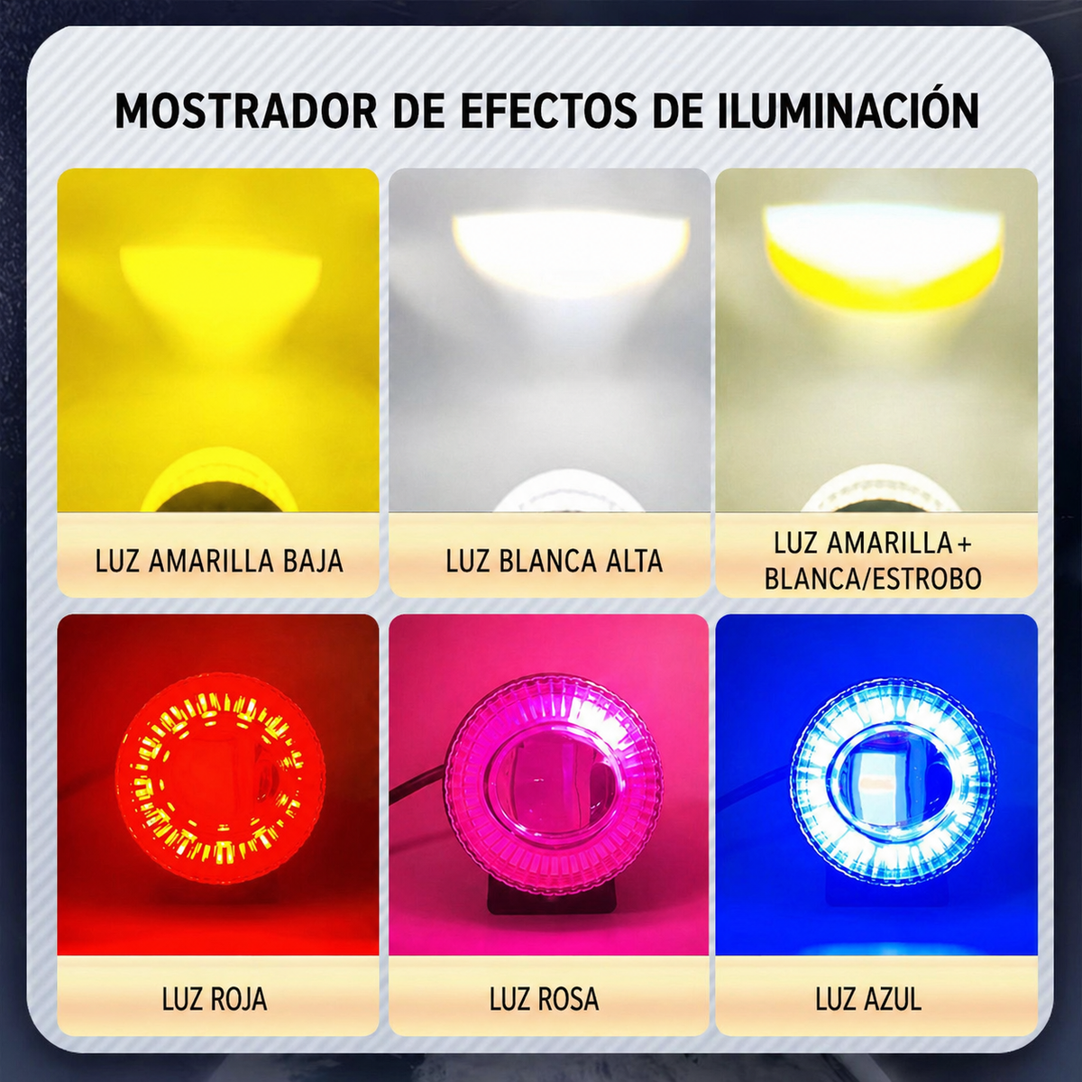 Faro LED de lente convexa con luz blanca, amarilla y de colores - foto 7