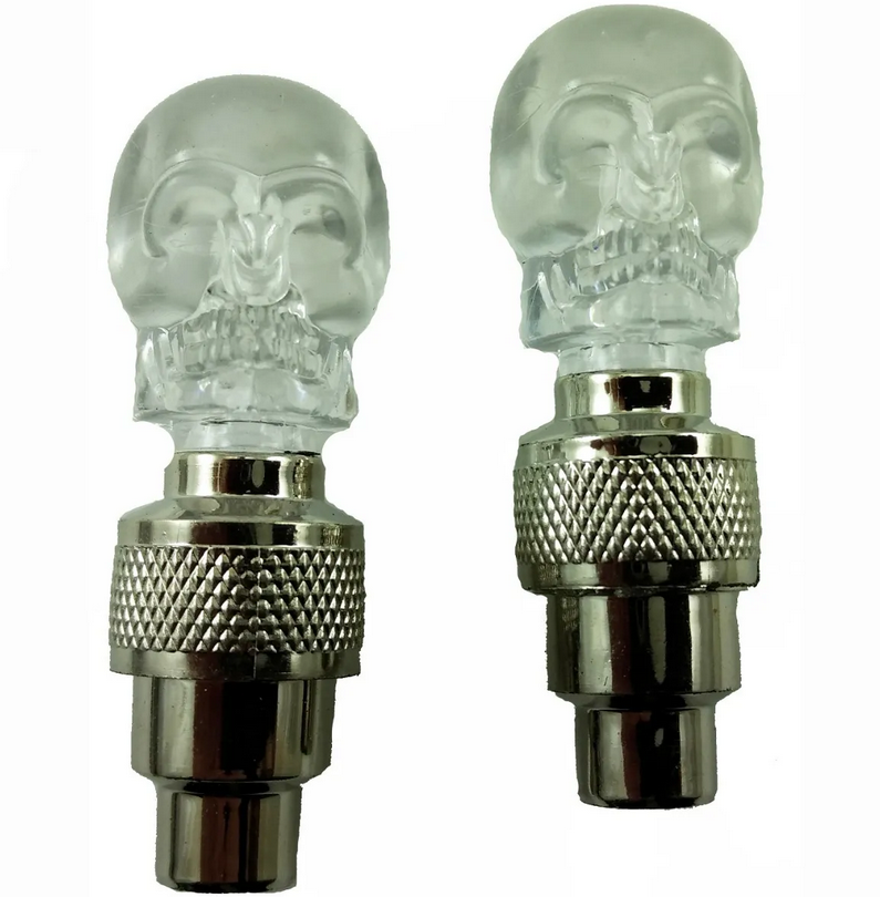 Par de luces LED de calavera multicolor para válvulas de llantas
